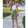 image:imageluvamia Bermuda Shorts for Women Knee Length High Waisted Side Split Elastic Waist Summer Dressy Casual Long Chino ShortsArmy Green