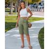 image:imageluvamia Bermuda Shorts for Women Knee Length High Waisted Side Split Elastic Waist Summer Dressy Casual Long Chino ShortsArmy Green