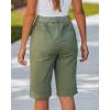 image:imageluvamia Bermuda Shorts for Women Knee Length High Waisted Side Split Elastic Waist Summer Dressy Casual Long Chino ShortsArmy Green