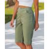 image:imageluvamia Bermuda Shorts for Women Knee Length High Waisted Side Split Elastic Waist Summer Dressy Casual Long Chino ShortsArmy Green