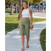image:imageluvamia Bermuda Shorts for Women Knee Length High Waisted Side Split Elastic Waist Summer Dressy Casual Long Chino ShortsArmy Green