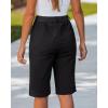 image:imageluvamia Bermuda Shorts for Women Knee Length High Waisted Side Split Elastic Waist Summer Dressy Casual Long Chino ShortsBlack