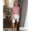 image:imageluvamia Bermuda Shorts for Women Knee Length High Waisted Side Split Elastic Waist Summer Dressy Casual Long Chino ShortsCream White