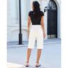 image:imageluvamia Bermuda Shorts for Women Knee Length High Waisted Side Split Elastic Waist Summer Dressy Casual Long Chino ShortsCream White