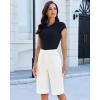 image:imageluvamia Bermuda Shorts for Women Knee Length High Waisted Side Split Elastic Waist Summer Dressy Casual Long Chino ShortsCream White