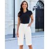 image:imageluvamia Bermuda Shorts for Women Knee Length High Waisted Side Split Elastic Waist Summer Dressy Casual Long Chino ShortsCream White