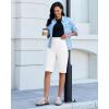 image:imageluvamia Bermuda Shorts for Women Knee Length High Waisted Side Split Elastic Waist Summer Dressy Casual Long Chino ShortsCream White