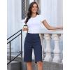 image:imageluvamia Bermuda Shorts for Women Knee Length High Waisted Side Split Elastic Waist Summer Dressy Casual Long Chino ShortsDark Blue