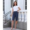 image:imageluvamia Bermuda Shorts for Women Knee Length High Waisted Side Split Elastic Waist Summer Dressy Casual Long Chino ShortsDark Blue
