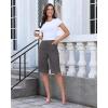 image:imageluvamia Bermuda Shorts for Women Knee Length High Waisted Side Split Elastic Waist Summer Dressy Casual Long Chino ShortsGrey