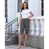 image:imageluvamia Bermuda Shorts for Women Knee Length High Waisted Side Split Elastic Waist Summer Dressy Casual Long Chino ShortsGrey