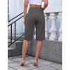 image:imageluvamia Bermuda Shorts for Women Knee Length High Waisted Side Split Elastic Waist Summer Dressy Casual Long Chino ShortsGrey