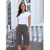 image:imageluvamia Bermuda Shorts for Women Knee Length High Waisted Side Split Elastic Waist Summer Dressy Casual Long Chino ShortsGrey