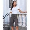 image:imageluvamia Bermuda Shorts for Women Knee Length High Waisted Side Split Elastic Waist Summer Dressy Casual Long Chino ShortsGrey