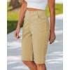 image:imageluvamia Bermuda Shorts for Women Knee Length High Waisted Side Split Elastic Waist Summer Dressy Casual Long Chino ShortsSand