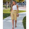 image:imageluvamia Bermuda Shorts for Women Knee Length High Waisted Side Split Elastic Waist Summer Dressy Casual Long Chino ShortsSand