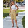 image:imageluvamia Bermuda Shorts for Women Knee Length High Waisted Side Split Elastic Waist Summer Dressy Casual Long Chino ShortsSand
