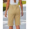 image:imageluvamia Bermuda Shorts for Women Knee Length High Waisted Side Split Elastic Waist Summer Dressy Casual Long Chino ShortsSand