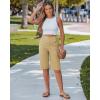 image:imageluvamia Bermuda Shorts for Women Knee Length High Waisted Side Split Elastic Waist Summer Dressy Casual Long Chino ShortsSand