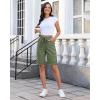 image:imageluvamia Bermuda Shorts for Women Knee Length Pull On Elasitc Waist High Rise Fold Hem Casual Summer Chino Cargo ShortsArmy Green