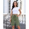 image:imageluvamia Bermuda Shorts for Women Knee Length Pull On Elasitc Waist High Rise Fold Hem Casual Summer Chino Cargo ShortsArmy Green