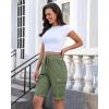 image:imageluvamia Bermuda Shorts for Women Knee Length Pull On Elasitc Waist High Rise Fold Hem Casual Summer Chino Cargo ShortsArmy Green