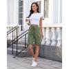 image:imageluvamia Bermuda Shorts for Women Knee Length Pull On Elasitc Waist High Rise Fold Hem Casual Summer Chino Cargo ShortsArmy Green