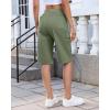 image:imageluvamia Bermuda Shorts for Women Knee Length Pull On Elasitc Waist High Rise Fold Hem Casual Summer Chino Cargo ShortsArmy Green