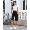 image:imageluvamia Bermuda Shorts for Women Knee Length Pull On Elasitc Waist High Rise Fold Hem Casual Summer Chino Cargo ShortsBlack
