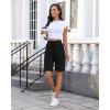 image:imageluvamia Bermuda Shorts for Women Knee Length Pull On Elasitc Waist High Rise Fold Hem Casual Summer Chino Cargo ShortsBlack