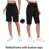 image:imageluvamia Bermuda Shorts for Women Knee Length Pull On Elasitc Waist High Rise Fold Hem Casual Summer Chino Cargo ShortsBlack
