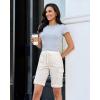 image:imageluvamia Bermuda Shorts for Women Knee Length Pull On Elasitc Waist High Rise Fold Hem Casual Summer Chino Cargo ShortsCream White