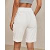 image:imageluvamia Bermuda Shorts for Women Knee Length Pull On Elasitc Waist High Rise Fold Hem Casual Summer Chino Cargo ShortsCream White