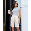 image:imageluvamia Bermuda Shorts for Women Knee Length Pull On Elasitc Waist High Rise Fold Hem Casual Summer Chino Cargo ShortsCream White
