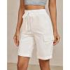 image:imageluvamia Bermuda Shorts for Women Knee Length Pull On Elasitc Waist High Rise Fold Hem Casual Summer Chino Cargo ShortsCream White