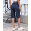 image:imageluvamia Bermuda Shorts for Women Knee Length Pull On Elasitc Waist High Rise Fold Hem Casual Summer Chino Cargo ShortsDark Blue