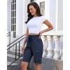 image:imageluvamia Bermuda Shorts for Women Knee Length Pull On Elasitc Waist High Rise Fold Hem Casual Summer Chino Cargo ShortsDark Blue