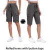 image:imageluvamia Bermuda Shorts for Women Knee Length Pull On Elasitc Waist High Rise Fold Hem Casual Summer Chino Cargo ShortsDark Gray