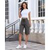 image:imageluvamia Bermuda Shorts for Women Knee Length Pull On Elasitc Waist High Rise Fold Hem Casual Summer Chino Cargo ShortsDark Gray