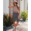 image:imageluvamia Bermuda Shorts for Women Knee Length Pull On Elasitc Waist High Rise Fold Hem Casual Summer Chino Cargo ShortsDark Gray
