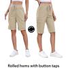image:imageluvamia Bermuda Shorts for Women Knee Length Pull On Elasitc Waist High Rise Fold Hem Casual Summer Chino Cargo ShortsSafari