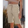 image:imageluvamia Bermuda Shorts for Women Knee Length Pull On Elasitc Waist High Rise Fold Hem Casual Summer Chino Cargo ShortsSafari