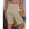 image:imageluvamia Bermuda Shorts for Women Knee Length Pull On Elasitc Waist High Rise Fold Hem Casual Summer Chino Cargo ShortsSafari