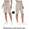 image:imageluvamia Bermuda Shorts for Women Knee Length Pull On Elasitc Waist High Rise Fold Hem Casual Summer Chino Cargo ShortsSummer Sand