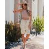 image:imageluvamia Bermuda Shorts for Women Knee Length Pull On Elasitc Waist High Rise Fold Hem Casual Summer Chino Cargo ShortsSummer Sand