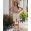 image:imageluvamia Bermuda Shorts for Women Knee Length Pull On Elasitc Waist High Rise Fold Hem Casual Summer Chino Cargo ShortsSummer Sand