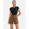 image:imageluvamia Cargo Shorts for Women Trendy High Waisted Casual Summer Knit Elastic Back 5 Inch Inseam Mid Thigh Chino ShortsBrown