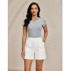 image:imageluvamia Cargo Shorts for Women Trendy High Waisted Casual Summer Knit Elastic Back 5 Inch Inseam Mid Thigh Chino ShortsCream White