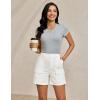 image:imageluvamia Cargo Shorts for Women Trendy High Waisted Casual Summer Knit Elastic Back 5 Inch Inseam Mid Thigh Chino ShortsCream White