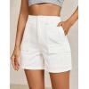 image:imageluvamia Cargo Shorts for Women Trendy High Waisted Casual Summer Knit Elastic Back 5 Inch Inseam Mid Thigh Chino ShortsCream White